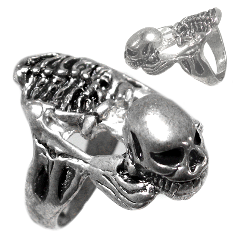 Кольцо Скелет с черепом в руках - фото 1 - rockbunker.ru
