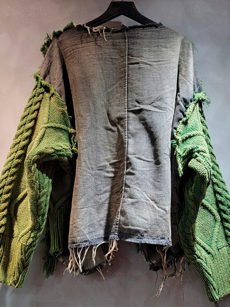 Свитер Oversize Зеленый - фото 2 - rockbunker.ru