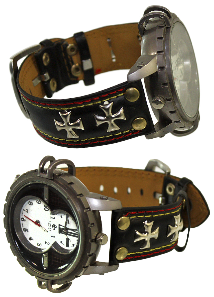 Часы наручные Swiss с кожаным браслетом - фото 6 - rockbunker.ru