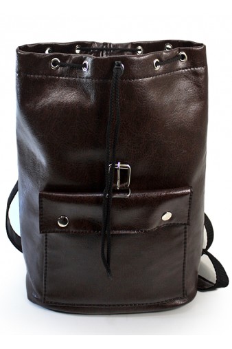 Рюкзак-торба с карманом коричневый - фото 4 - rockbunker.ru