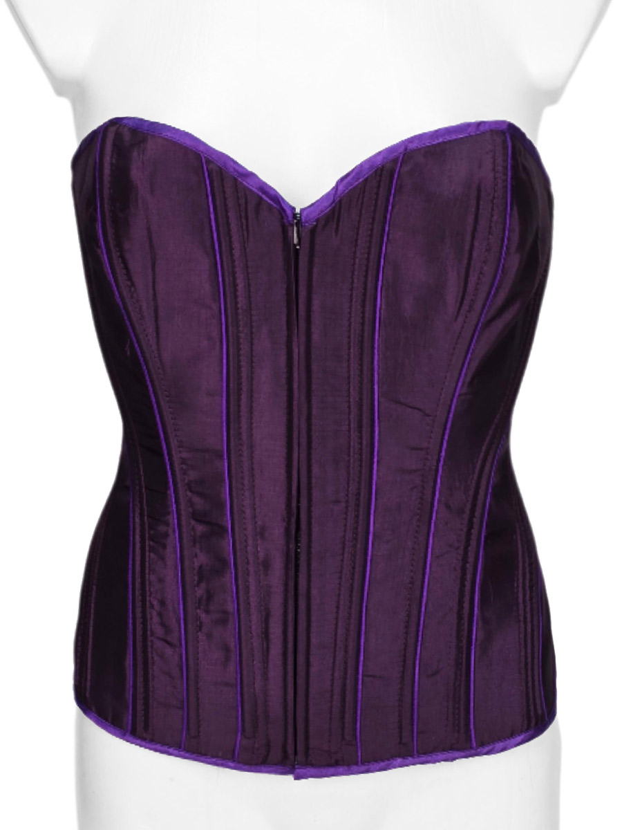 Корсет В1015 фуксия с черными вставками и кружевом - фото 1 - rockbunker.ru