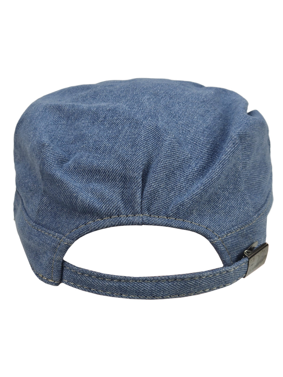 Кепка-немка с нашивкой Wanted джинсовая - фото 3 - rockbunker.ru