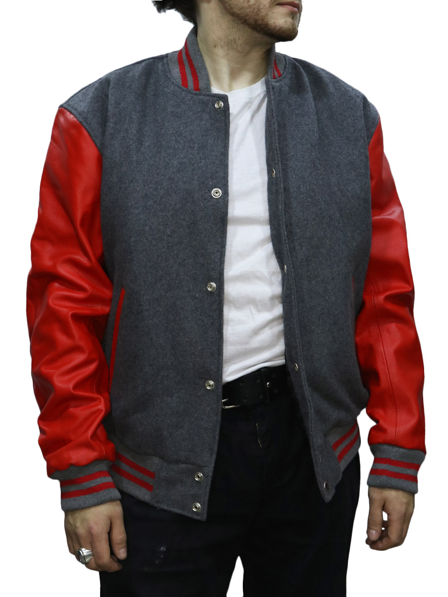Куртка Fast с кожаными красными рукавами ККЖ013 - фото 1 - rockbunker.ru