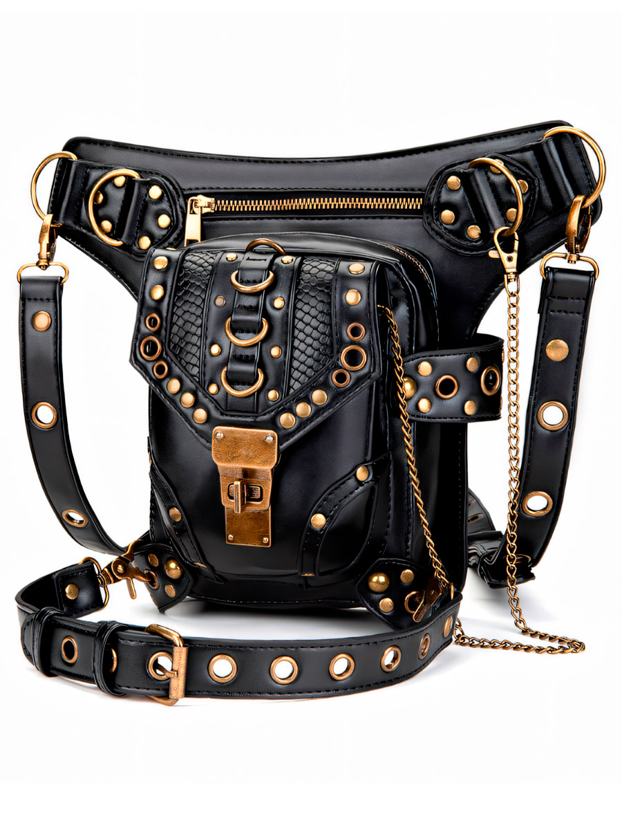 Сумка Стимпанк Универсальная с Заклепками - фото 1 - rockbunker.ru