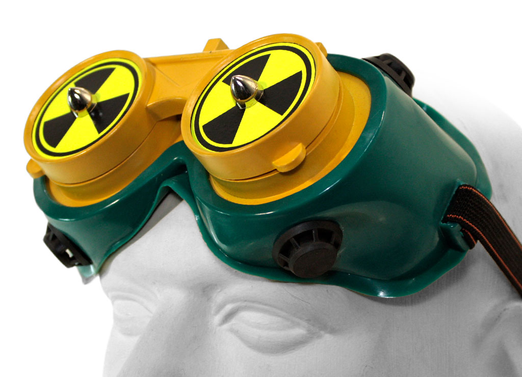 Кибер-очки гогглы Flip-Up Радиоактивная опасность с 2 шипами - фото 3 - rockbunker.ru