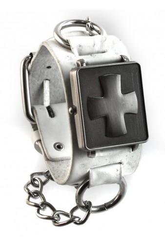 Часы наручные с крышкой Cross Pattee с кольцами и цепочкой на ремешке белые - фото 1 - rockbunker.ru