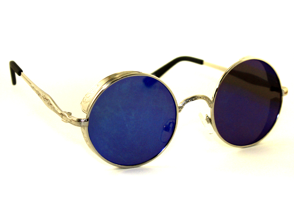 Очки солнцезащитные круглые Crisli зеркальные с шорами - фото 2 - rockbunker.ru