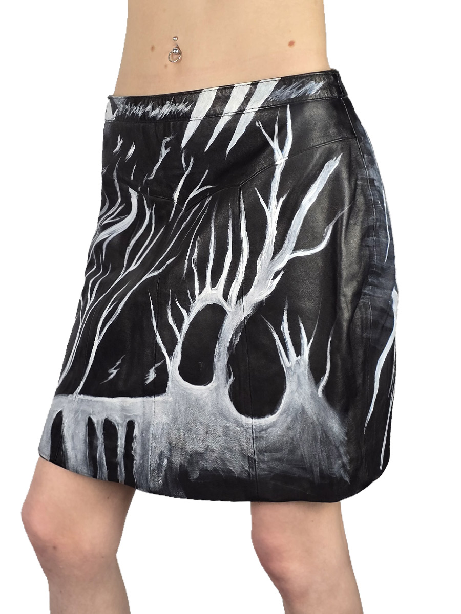 Юбка кастомная кожаная - фото 2 - rockbunker.ru