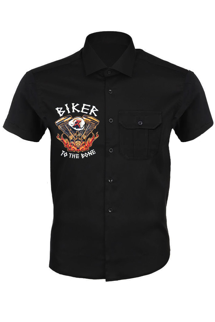Рубашка с коротким рукавом Biker to the bone - фото 1 - rockbunker.ru