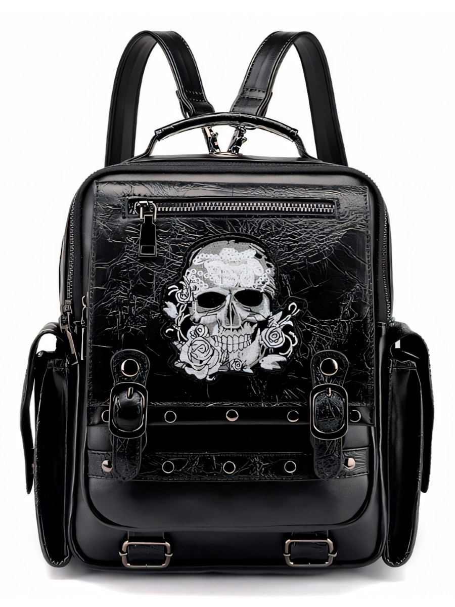 Рюкзак Стимпанк Череп с Розой - фото 1 - rockbunker.ru