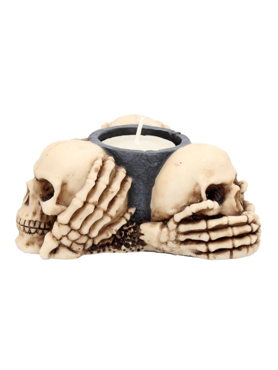 Подсвечник D1982F6  Three Wise Skulls Tealight Holder - фото 1 - rockbunker.ru