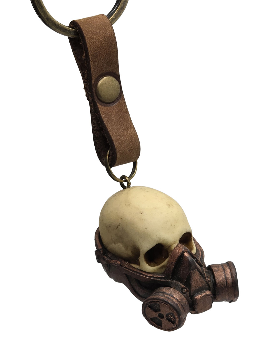 Брелок Череп в Респираторе бронза - фото 1 - rockbunker.ru
