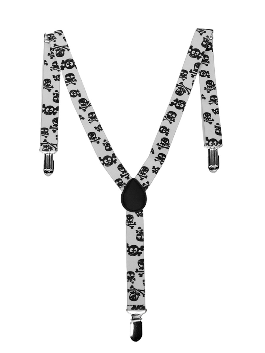 Подтяжки Детские Черные Черепушки - фото 1 - rockbunker.ru