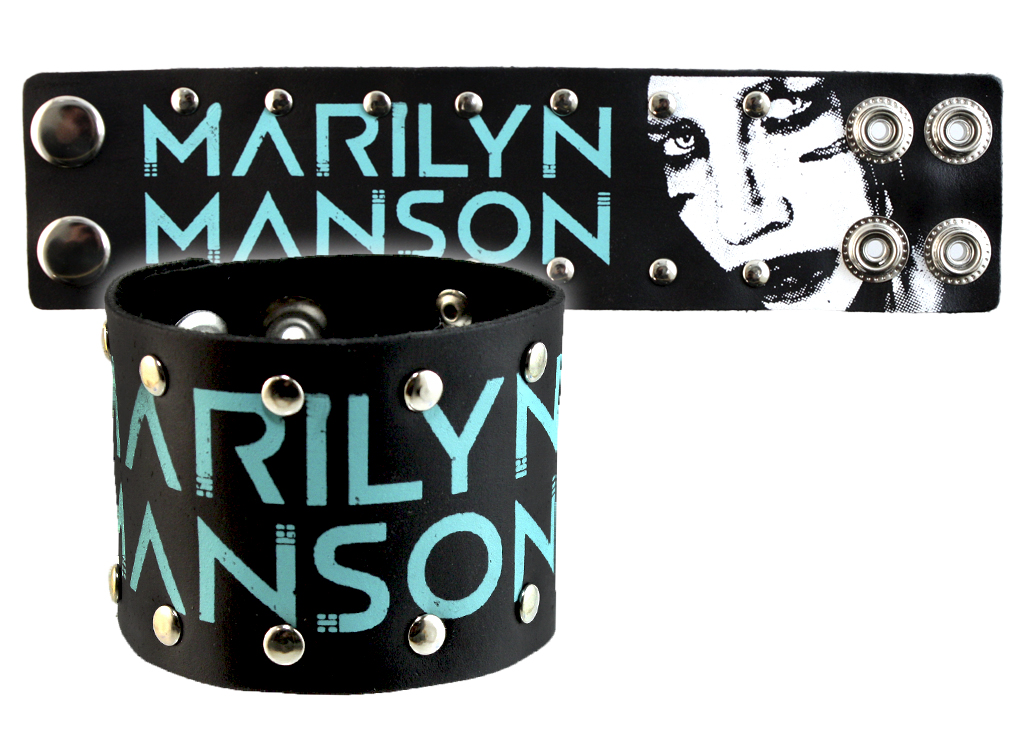 Браслет кожаный Marilyn Manson - фото 1 - rockbunker.ru