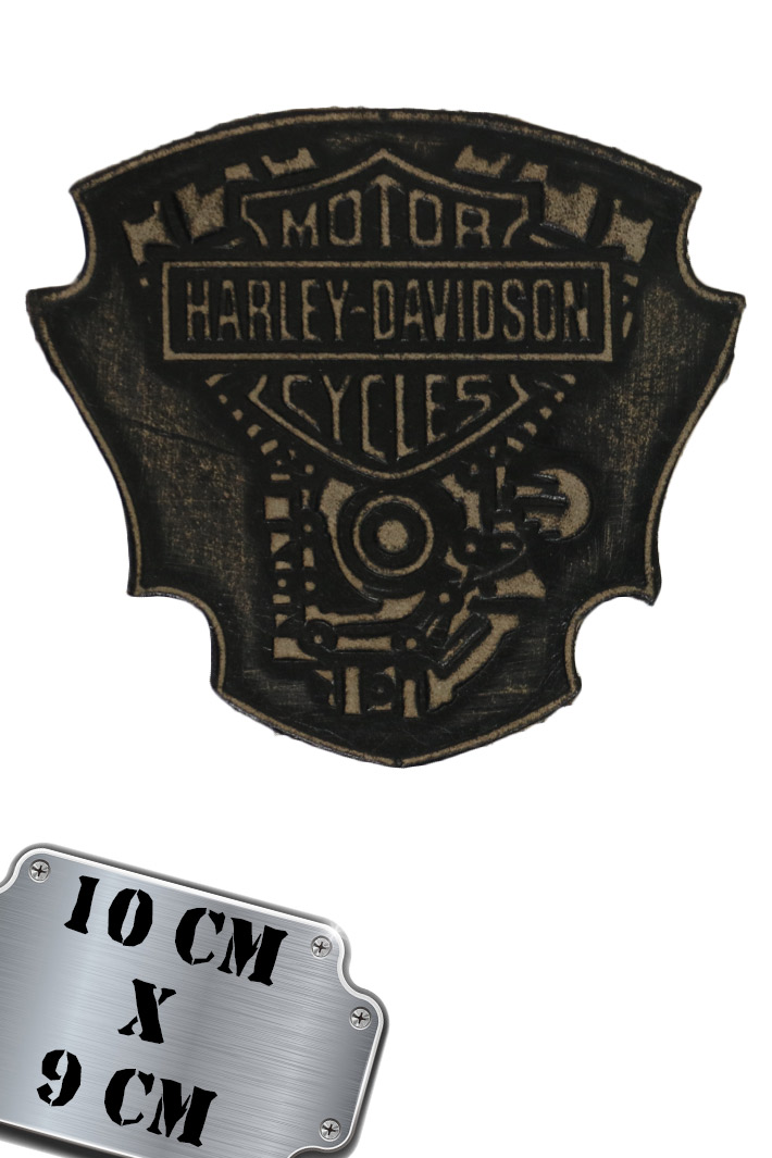 Нашивка кожаная Harley-Davidson тёмно-коричневая - фото 1 - rockbunker.ru