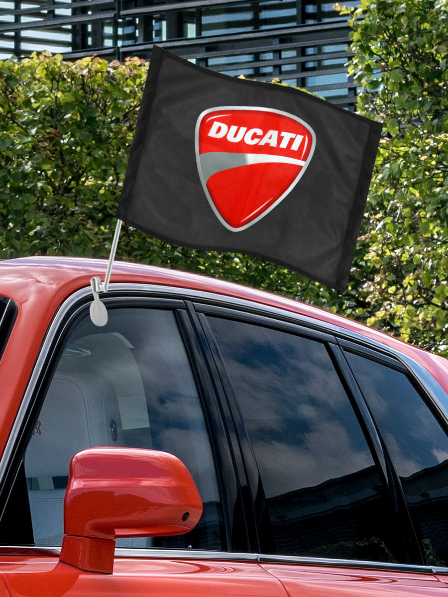 Флаг автомобильный Ducati - фото 3 - rockbunker.ru