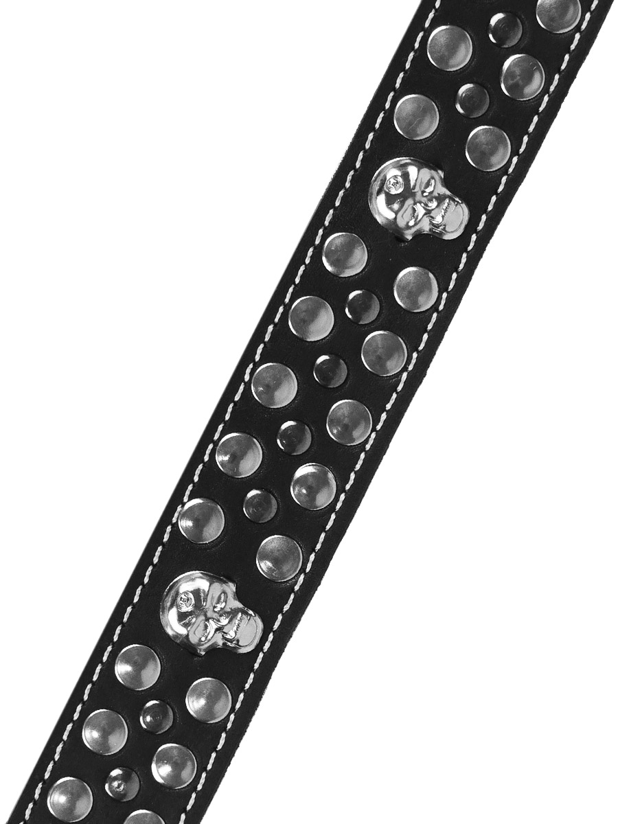 Ремнь кожаный Rebel State Черепа Заклепки - фото 2 - rockbunker.ru