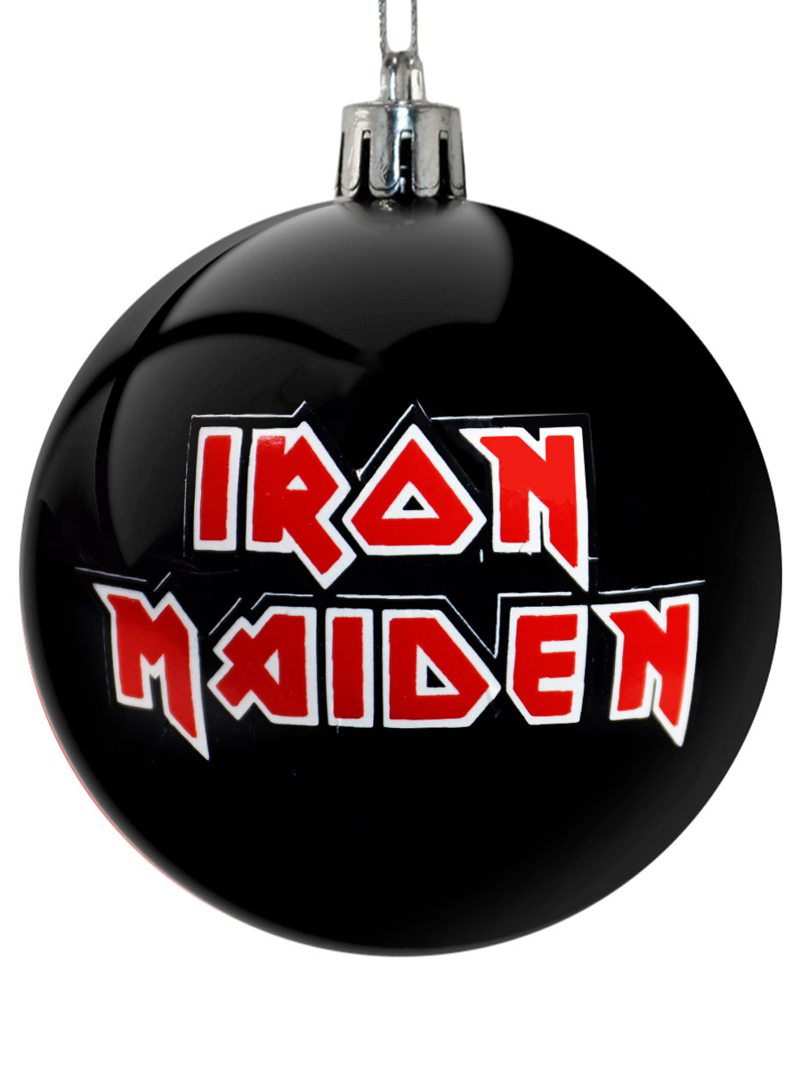 Елочный шар RockMerch Iron Maiden черный - фото 1 - rockbunker.ru