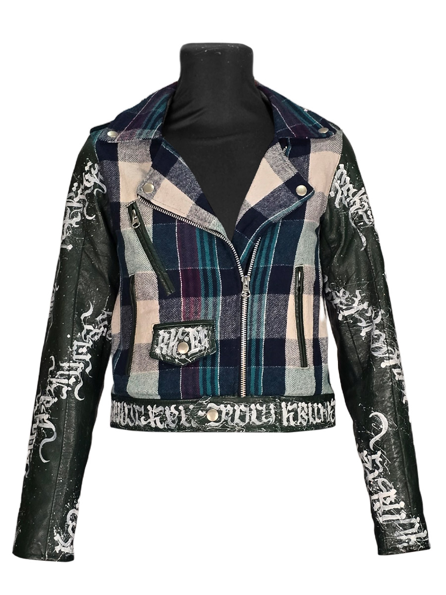 Куртка клетчатая кастомная Сalligraphy - фото 1 - rockbunker.ru