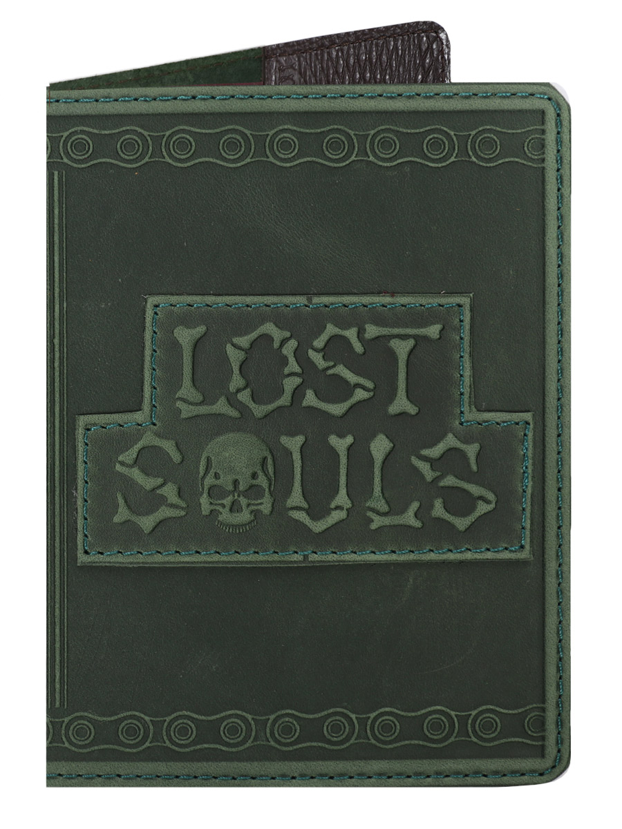 Обложка на паспорт Lost souls зеленая - фото 1 - rockbunker.ru