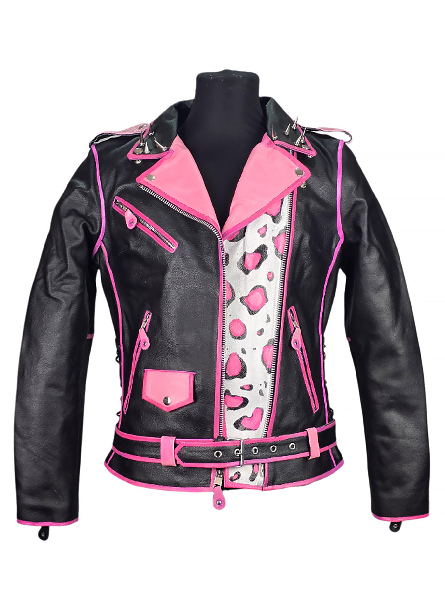 Косуха кастомная кожаная Pink Punk - фото 1 - rockbunker.ru