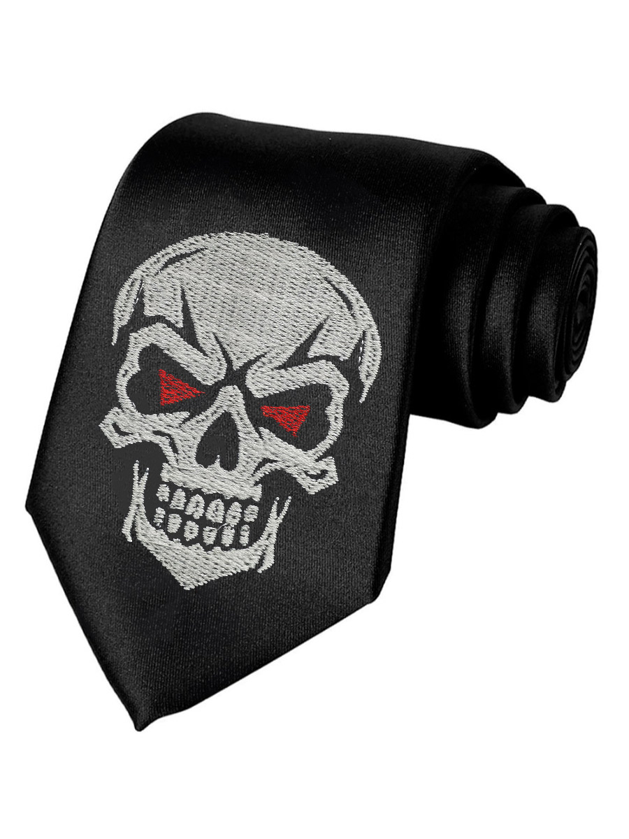 Галстук Череп - фото 1 - rockbunker.ru