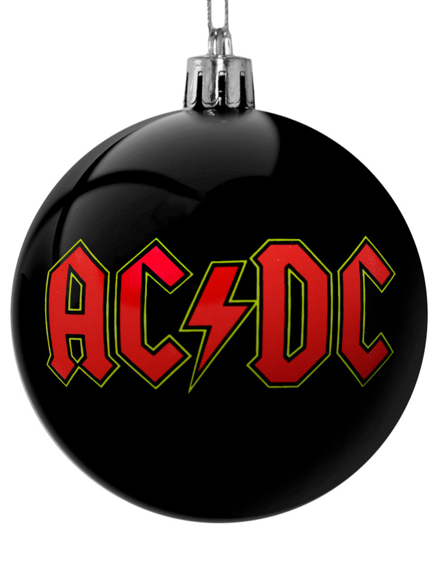 Елочный шар RockMerch AC DC черный - фото 1 - rockbunker.ru