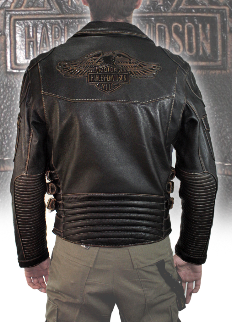 Косуха кожаная мужская Harley-Davidson Brown - фото 2 - rockbunker.ru