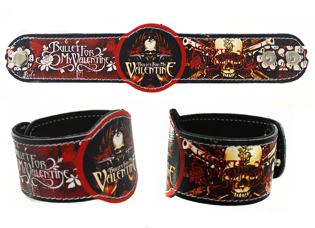 Фан-браслет кожаный RockMerch Bullet for my Valentine - фото 1 - rockbunker.ru