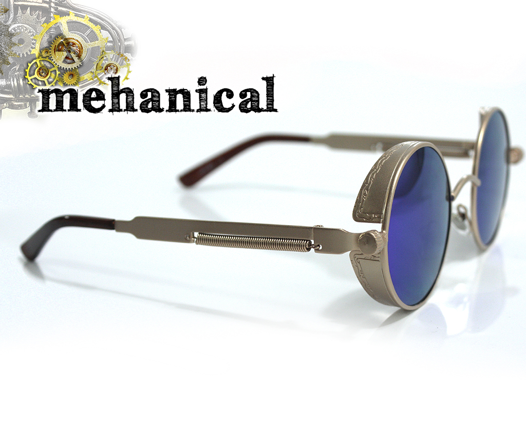 Очки солнцезащитные круглые Mechanical зеркальные с шорами - фото 9 - rockbunker.ru
