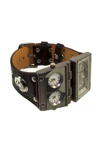 Часы наручные Swiss с коричневым кожаным браслетом  - фото 2 - rockbunker.ru