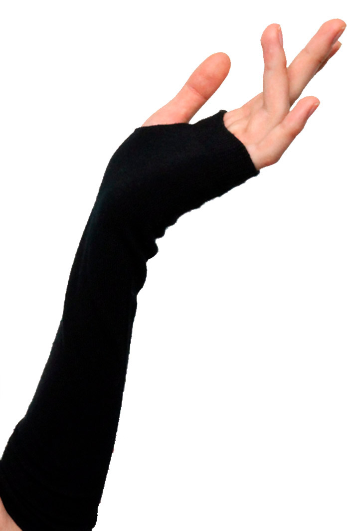 Перчатки-митенки Arm Warmer с кружевами и лентой черные - фото 2 - rockbunker.ru