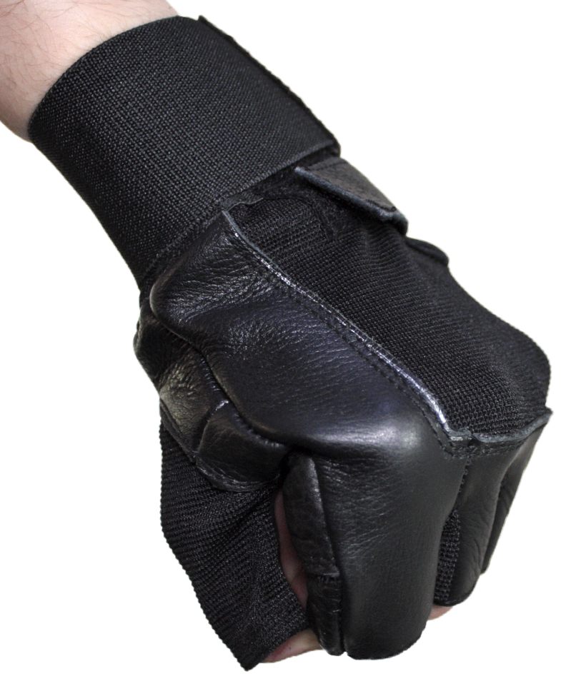 Перчатки текстильные с кожаными вставками без пальцев - фото 3 - rockbunker.ru
