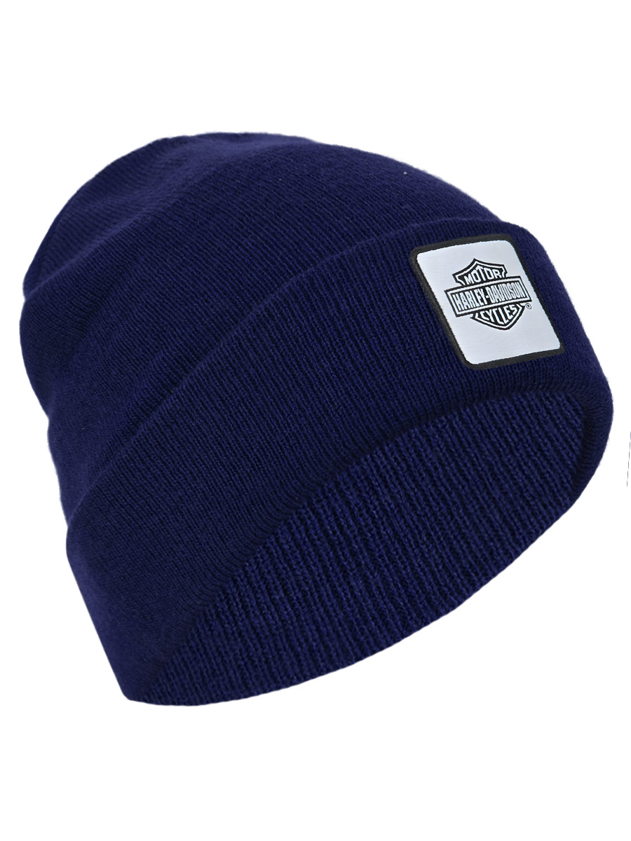 Шапка Harley-Davidson Синяя с нашивкой - фото 1 - rockbunker.ru