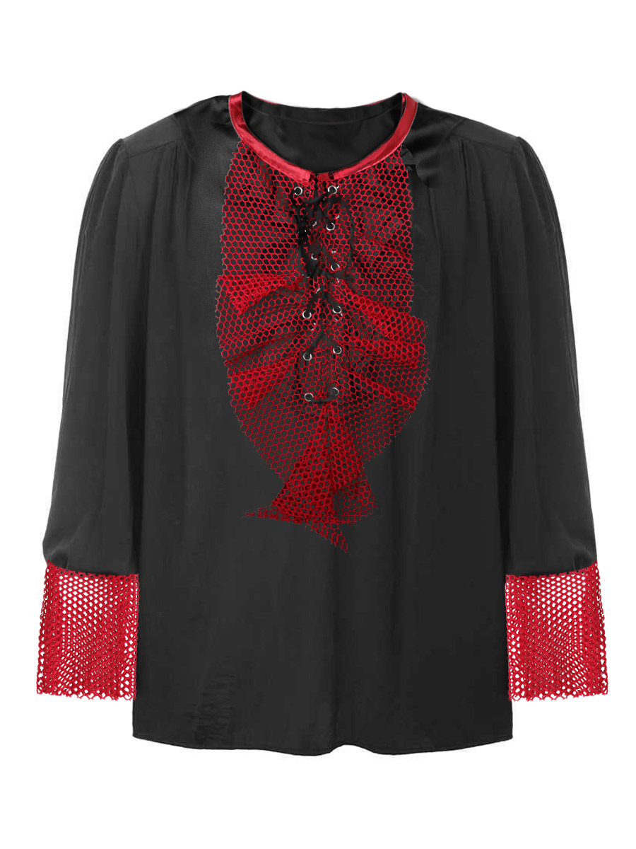 Блузка с красной сеткой - фото 1 - rockbunker.ru