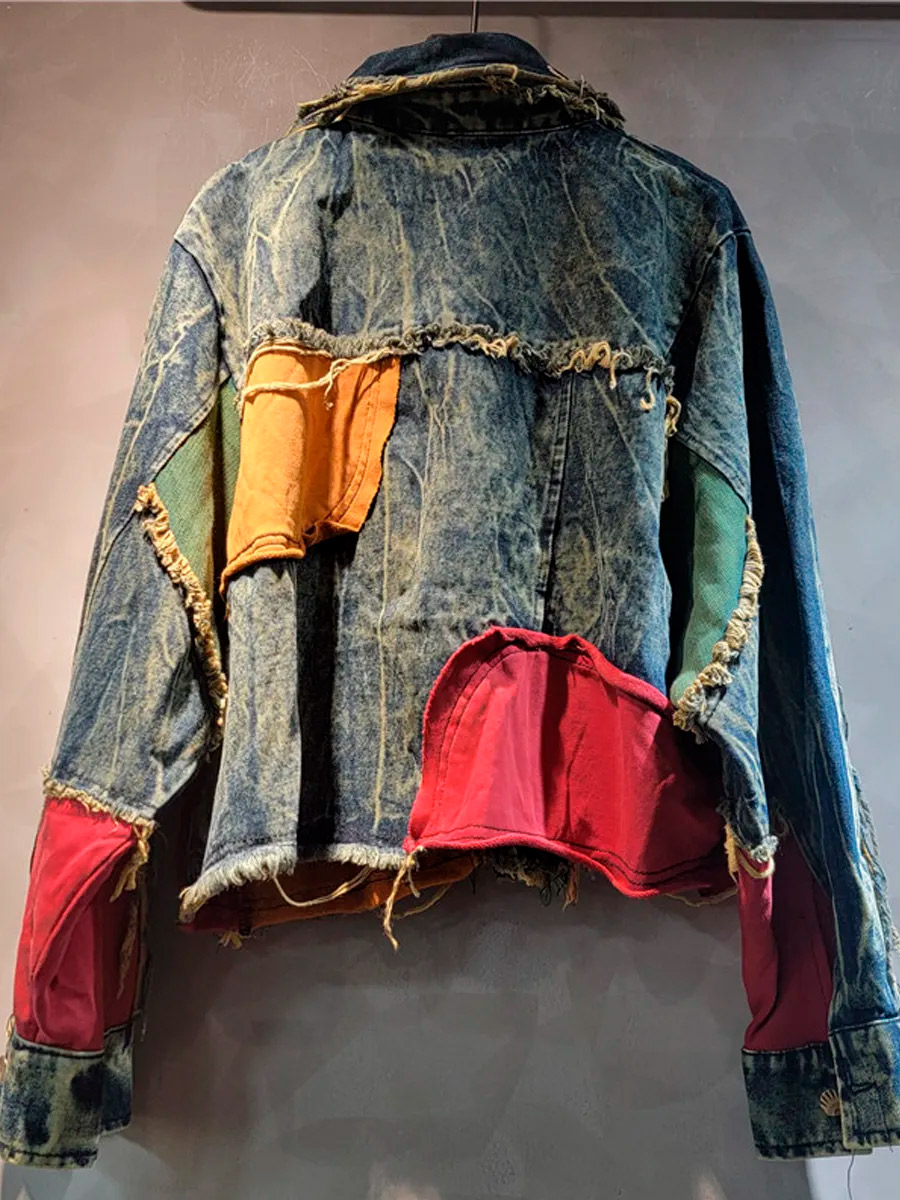 Куртка Джинсовая Комбинированная Oversize  - фото 2 - rockbunker.ru