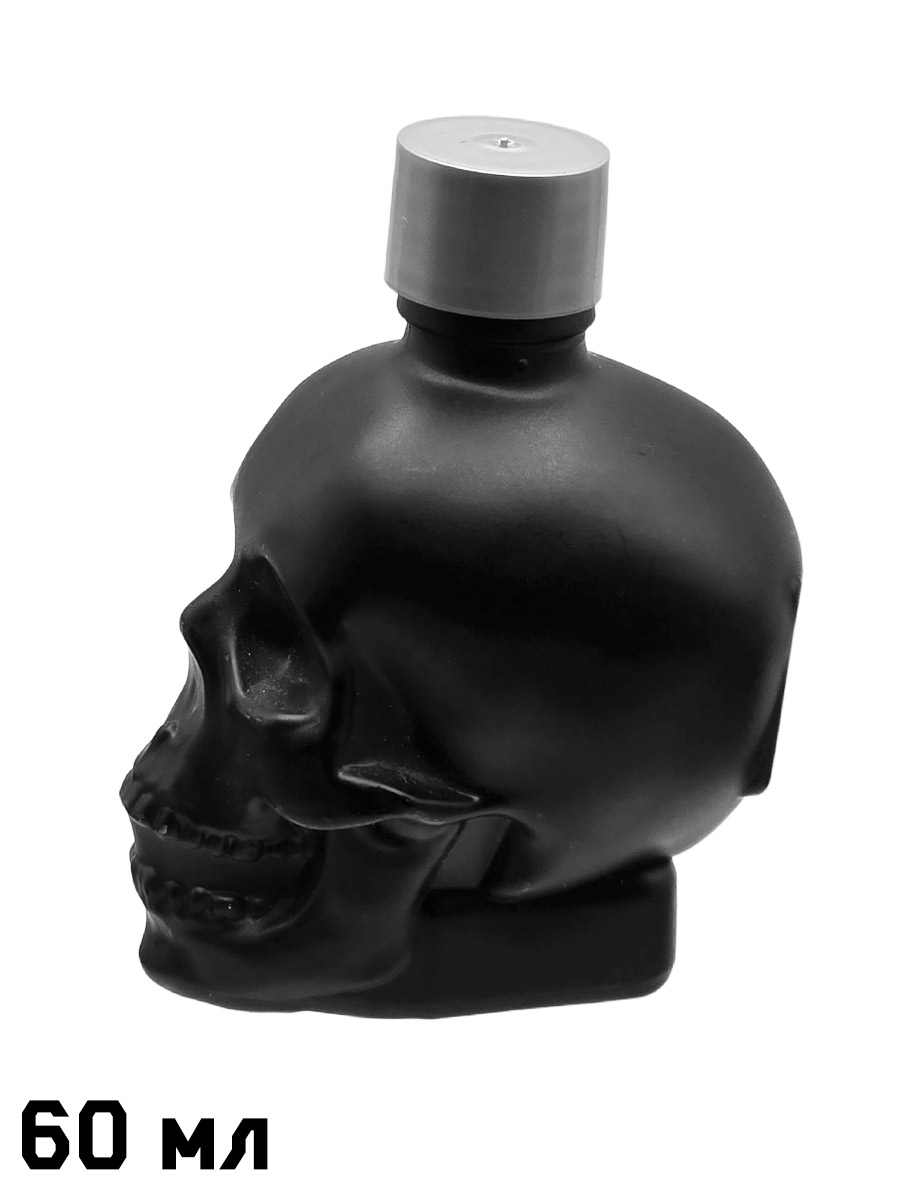 Флакон череп черный с крышкой 60 мл - фото 2 - rockbunker.ru
