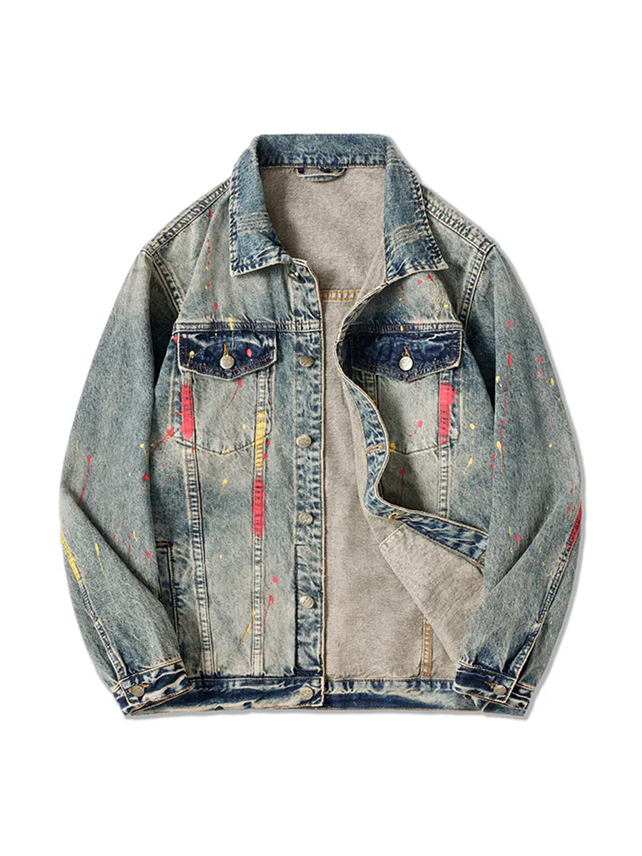 Куртка Джинсовая "Пятна Краски" - фото 1 - rockbunker.ru