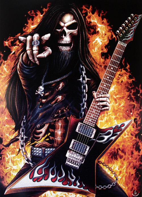 Плакат Скелет с гитарой - фото 1 - rockbunker.ru