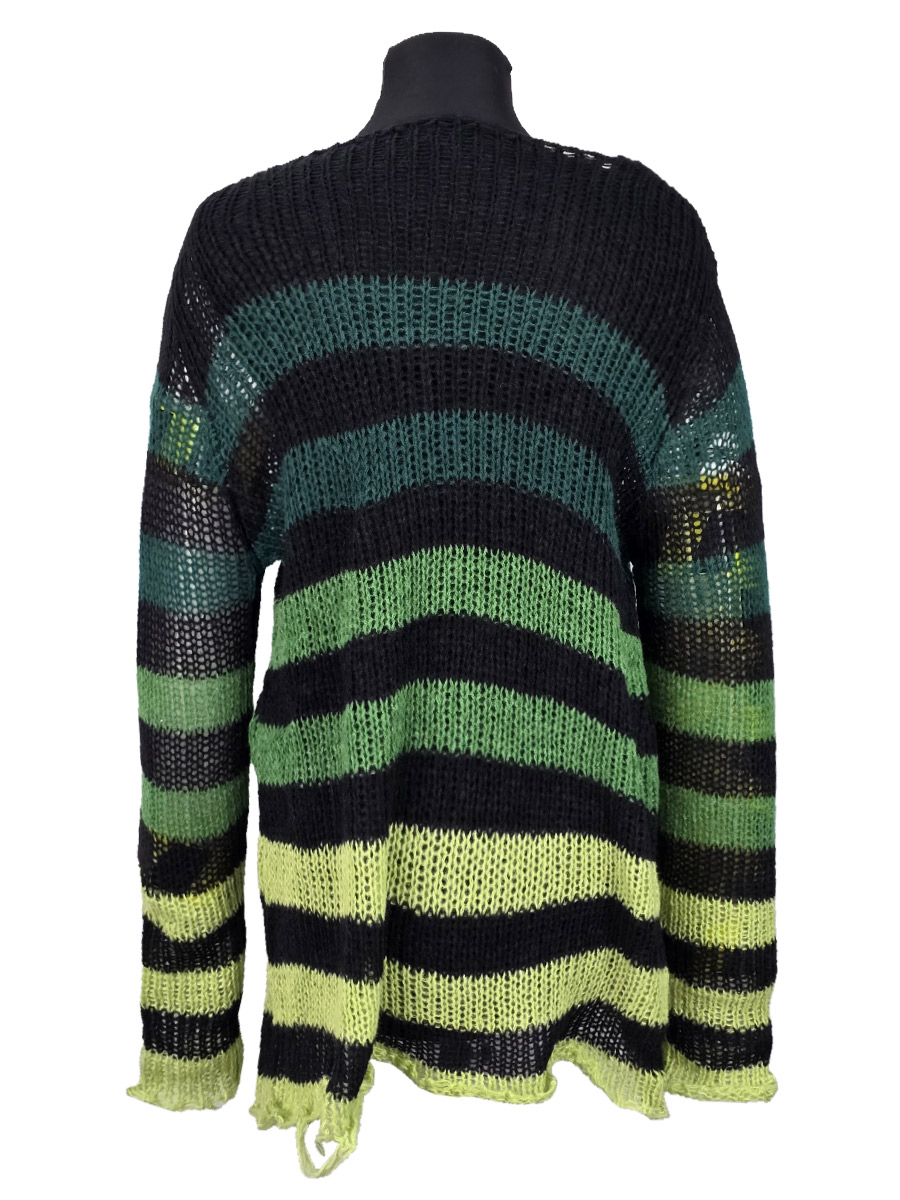 Свитер рваный оверсайз зеленые цвета - фото 2 - rockbunker.ru