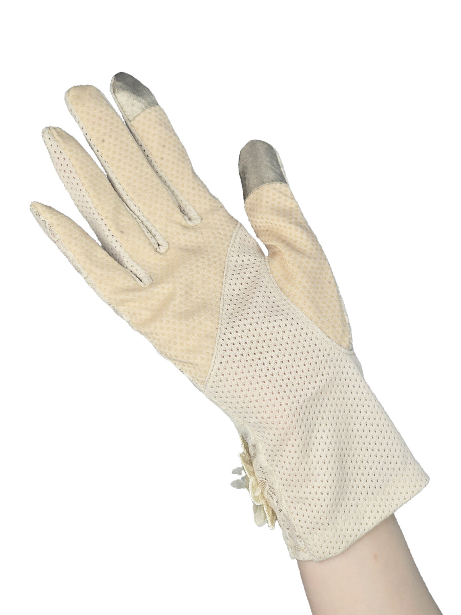 Перчатки женские кружевные бежевые - фото 1 - rockbunker.ru