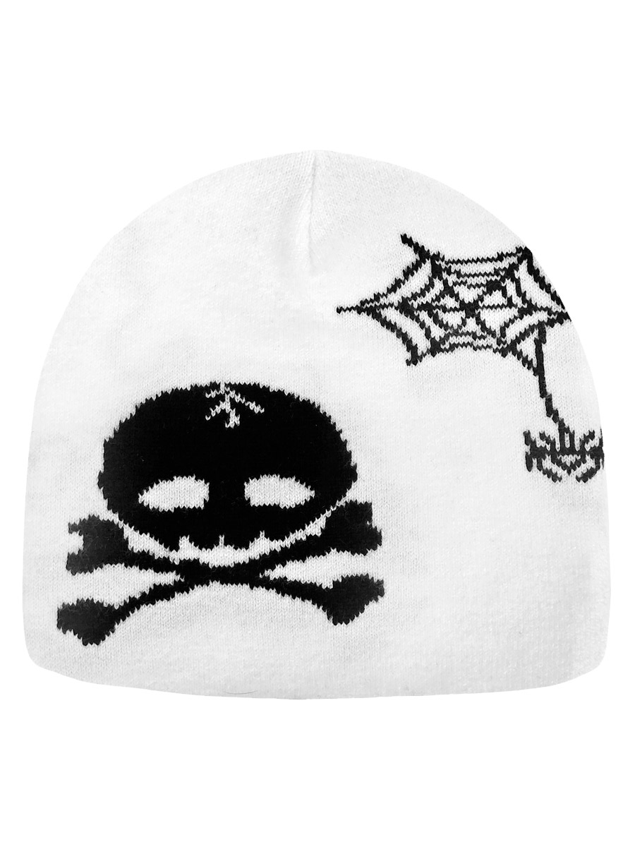 Шапка Череп Паутина Белый - фото 1 - rockbunker.ru