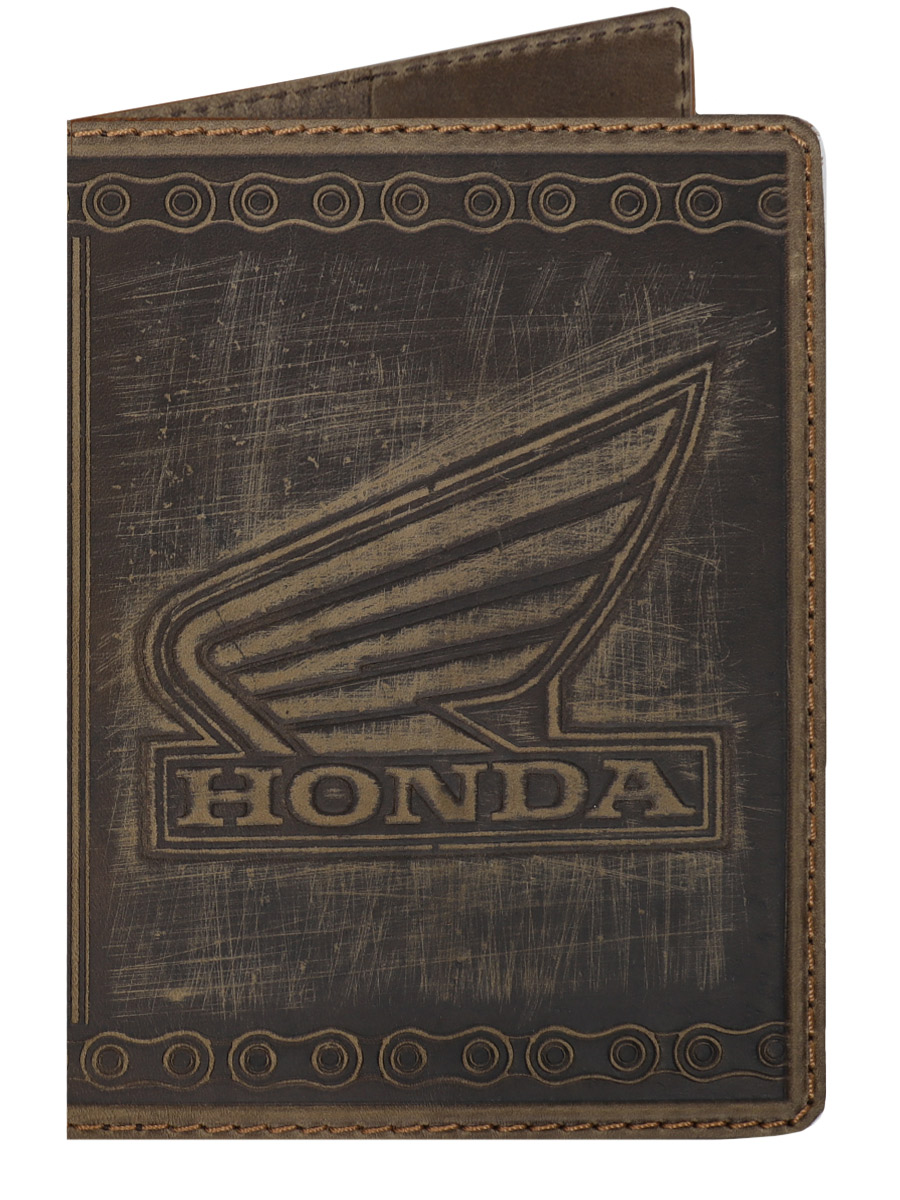 Обложка на паспорт Honda Кожаная Коричневая - фото 1 - rockbunker.ru