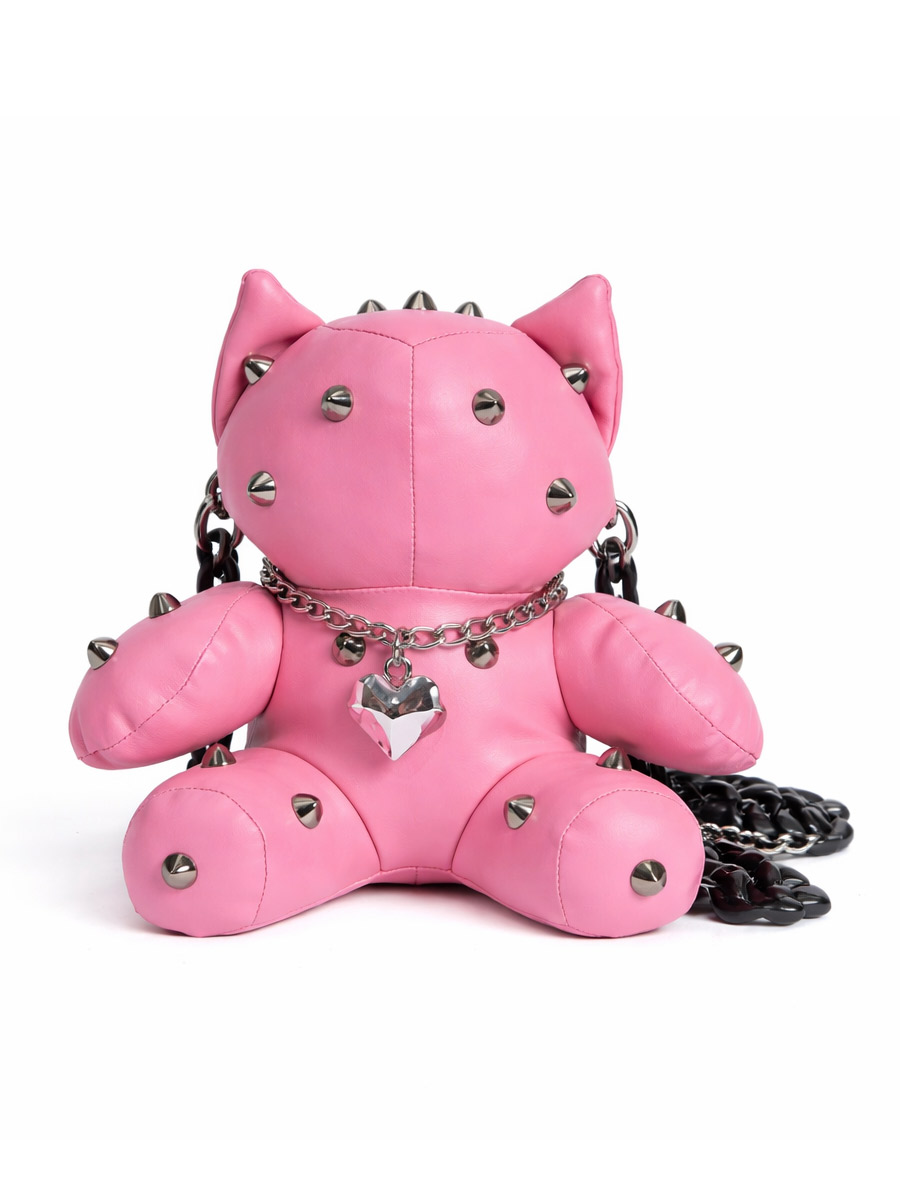 Сумка-Кукла с заклепками розовая - фото 1 - rockbunker.ru