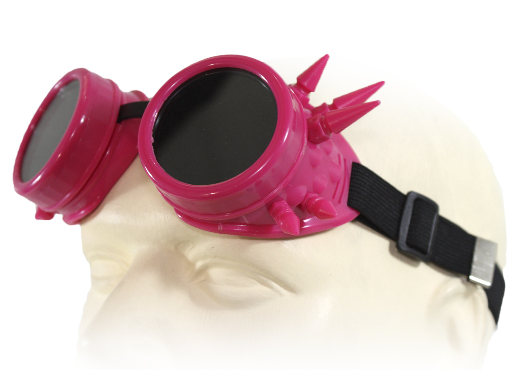 Кибер-очки гогглы с шипами розовые - фото 4 - rockbunker.ru