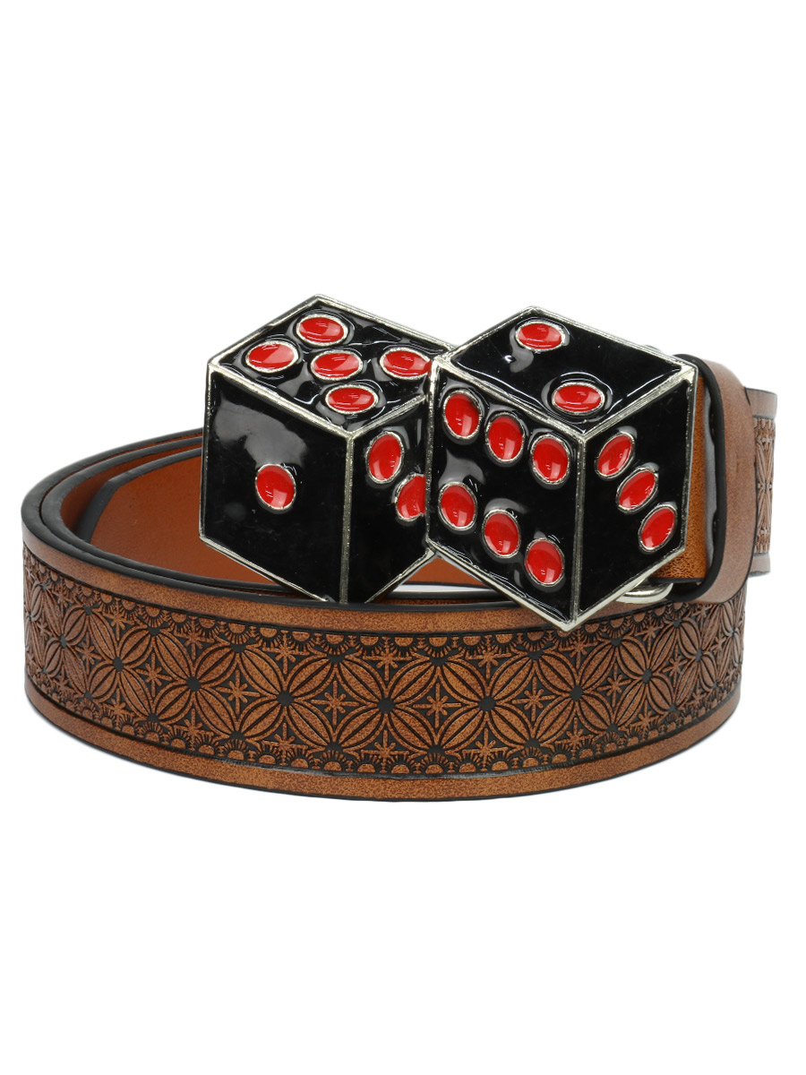 Ремень  с пряжкой Кости коричневый - фото 1 - rockbunker.ru