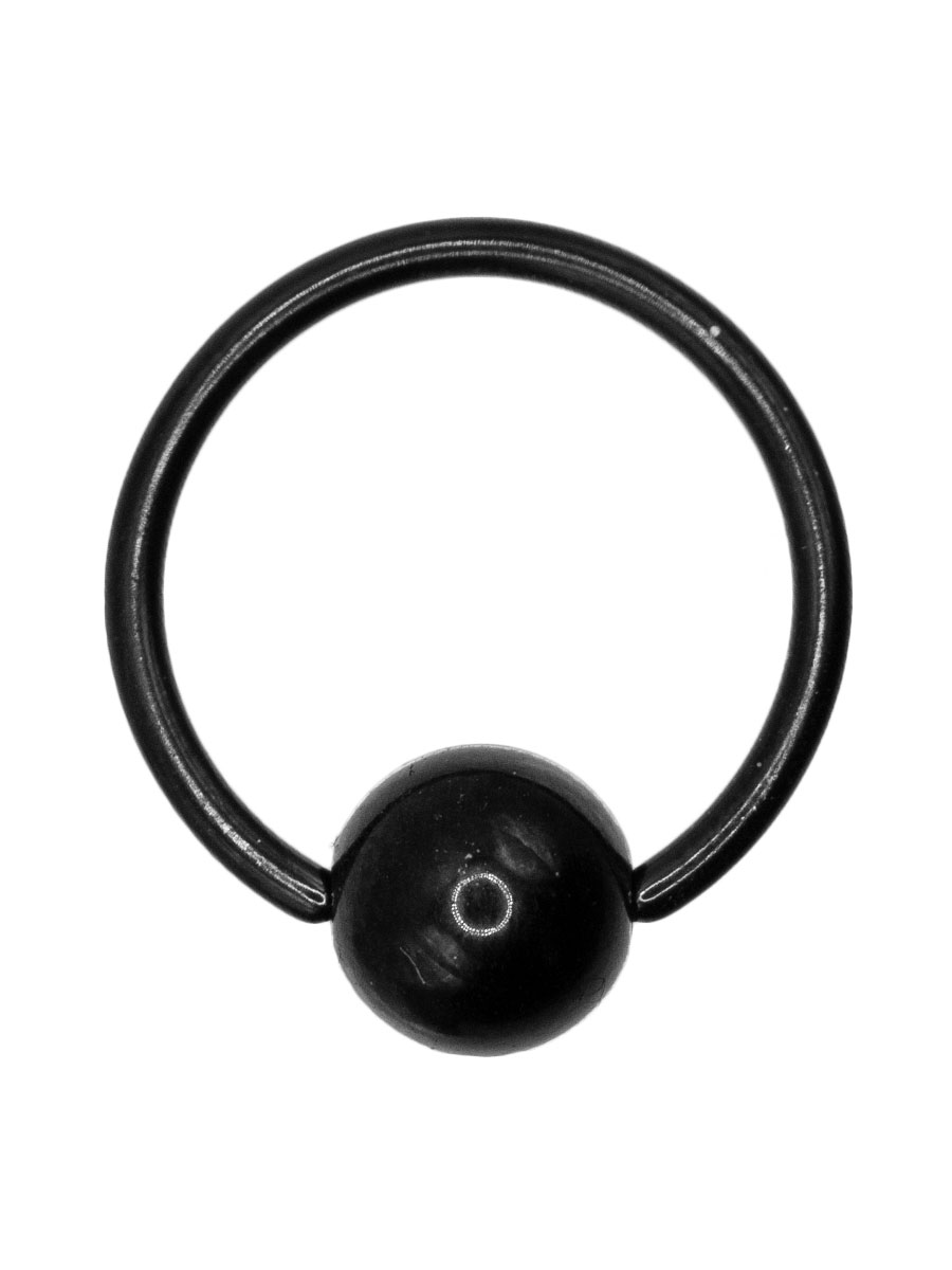 Пирсинг Кольцо с шариком черный 15/6Н - фото 1 - rockbunker.ru