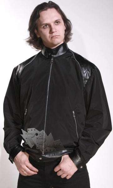 Куртка мужская с вставками из кожзаменителя - фото 1 - rockbunker.ru