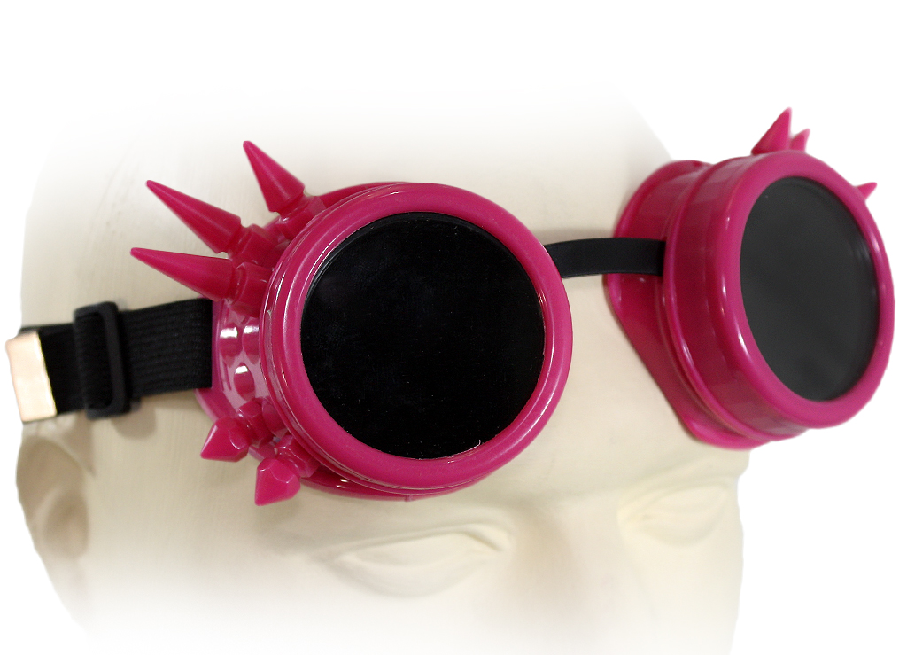 Кибер-очки гогглы с шипами розовые - фото 2 - rockbunker.ru