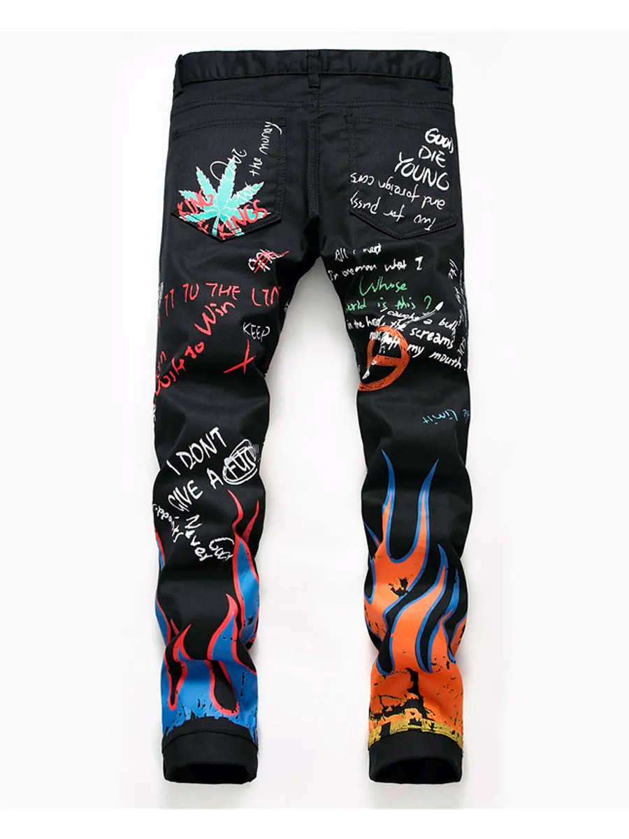 Джинсы Принтованные Пламя - фото 2 - rockbunker.ru